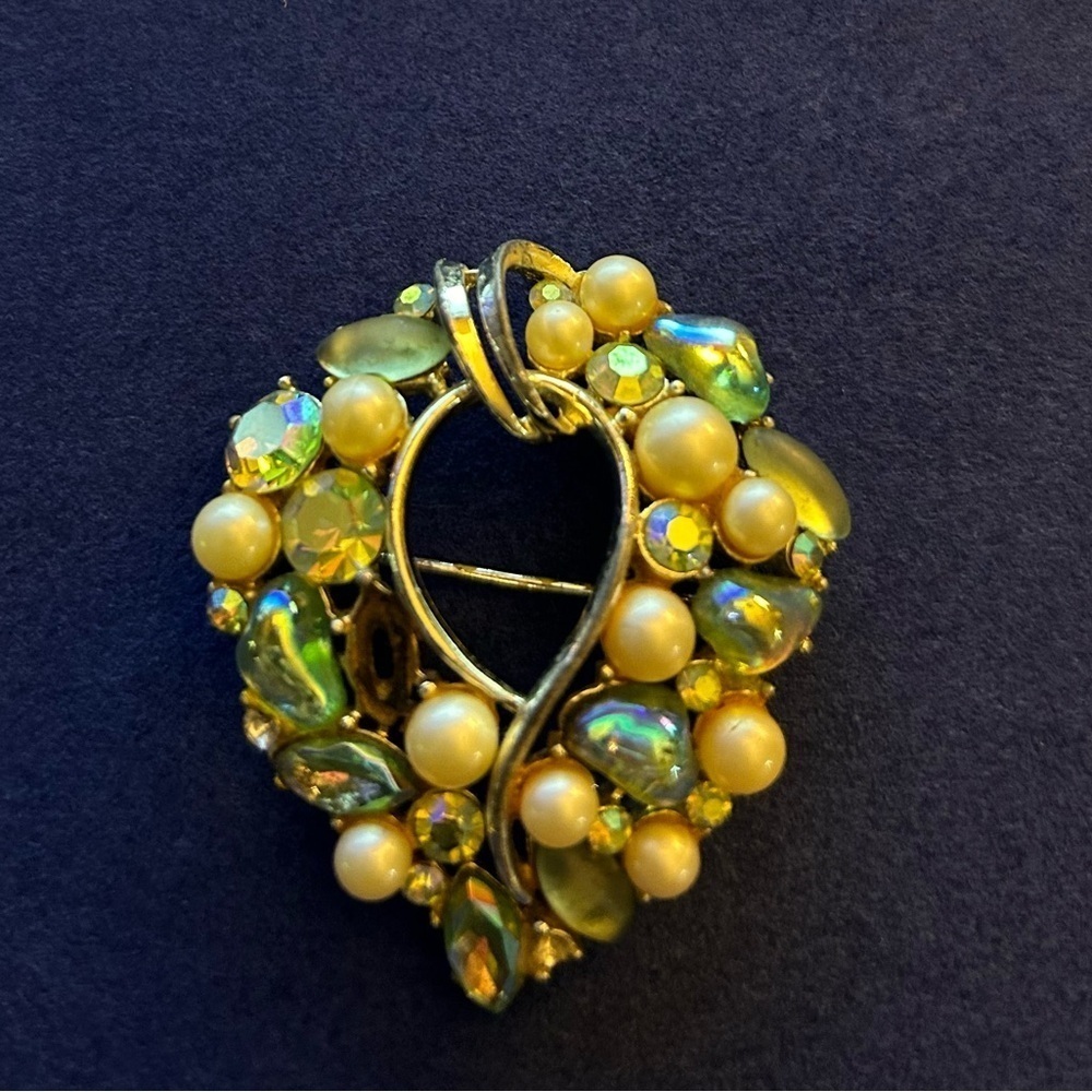 Vintage Kramer Heart Shaped Aurora Brooch